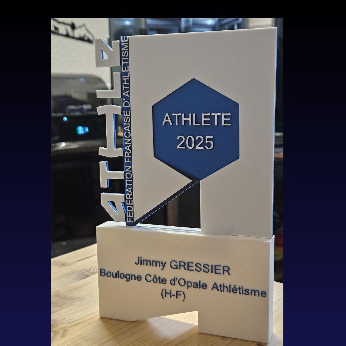Trophée RSE biosourcé personnalisé Jimmy Gressier